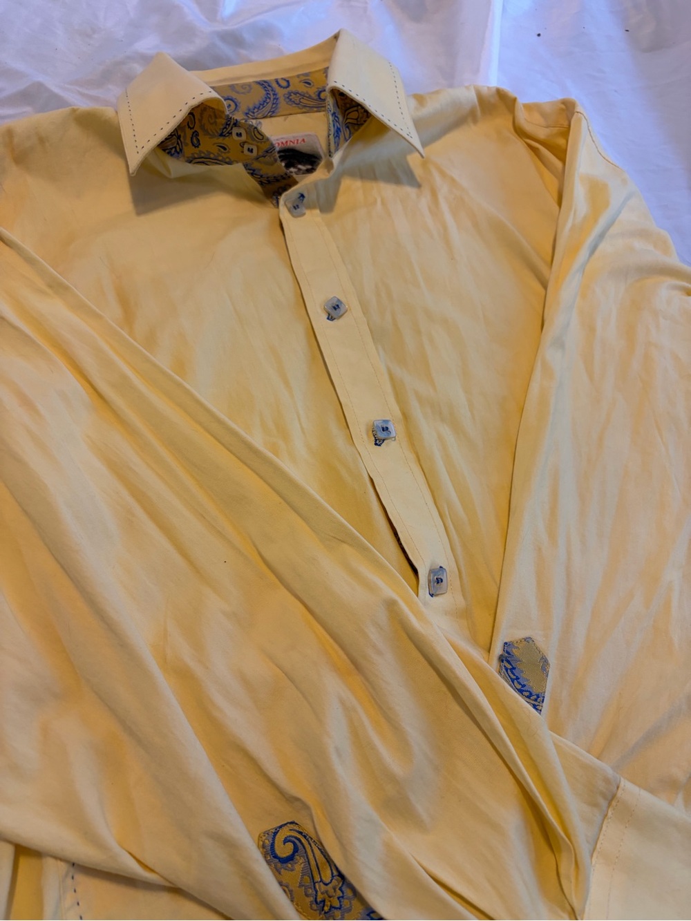 Insomnia Men's Long Sleeve Button Up Shirt XL Contrast Cuffs & Collar